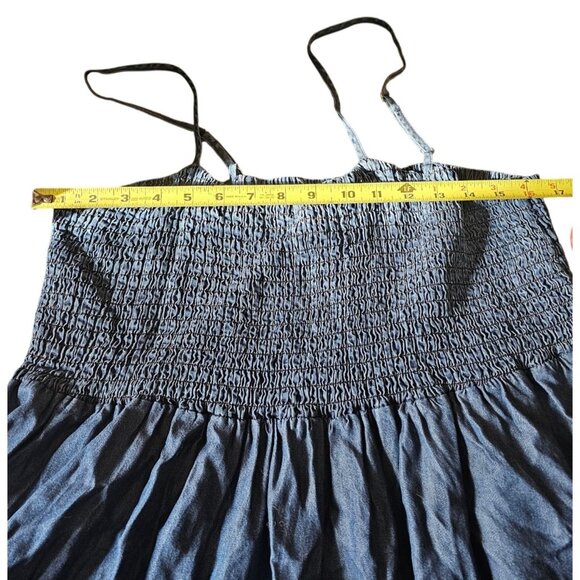 First Kick Maternity Women Dark Blue Denim Color Adjustable Maxi Dress Sz L NWT - Picture 3 of 10